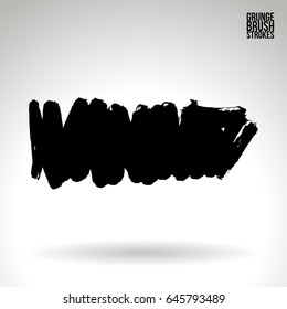 Black brush stroke. Grunge vector abstract hand - painted element. Underline and border design.