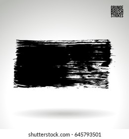 Black brush stroke. Grunge vector abstract hand - painted element. Underline and border design.