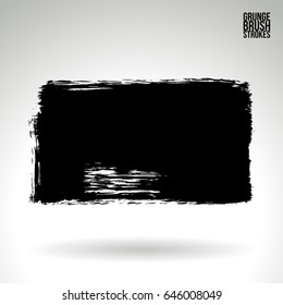 Black brush stroke. Grunge vector abstract hand - painted element. Underline and border design.