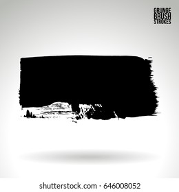 Black brush stroke. Grunge vector abstract hand - painted element. Underline and border design.