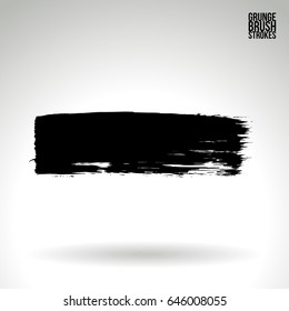 Black brush stroke. Grunge vector abstract hand - painted element. Underline and border design.
