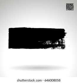 Black brush stroke. Grunge vector abstract hand - painted element. Underline and border design.