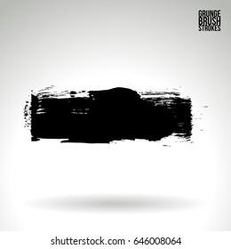 Black brush stroke. Grunge vector abstract hand - painted element. Underline and border design.