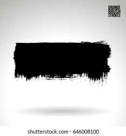 Black brush stroke. Grunge vector abstract hand - painted element. Underline and border design.