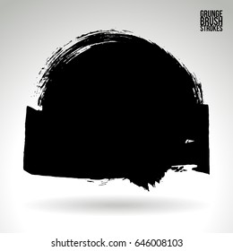 Black brush stroke. Grunge vector abstract hand - painted element. Underline and border design.