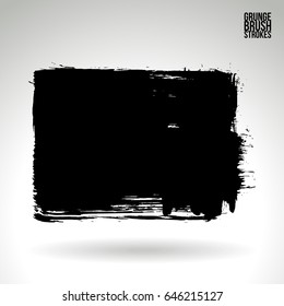 Black brush stroke. Grunge vector abstract hand - painted element. Underline and border design.