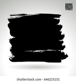 Black brush stroke. Grunge vector abstract hand - painted element. Underline and border design.