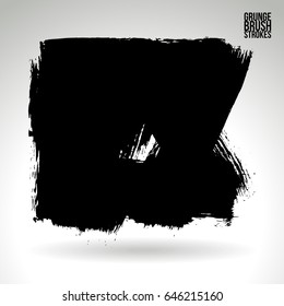 Black brush stroke. Grunge vector abstract hand - painted element. Underline and border design.