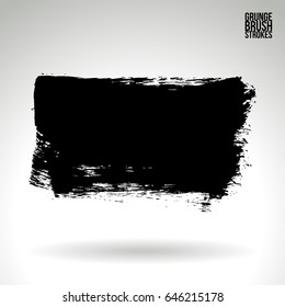 Black brush stroke. Grunge vector abstract hand - painted element. Underline and border design.