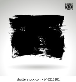 Black brush stroke. Grunge vector abstract hand - painted element. Underline and border design.