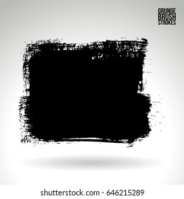 Black brush stroke. Grunge vector abstract hand - painted element. Underline and border design.