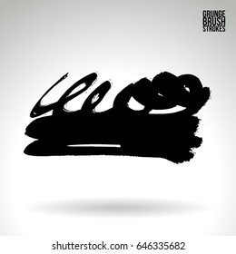Black brush stroke. Grunge vector abstract hand - painted element. Underline and border design.