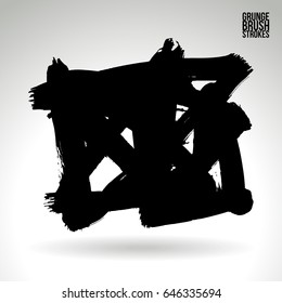 Black brush stroke. Grunge vector abstract hand - painted element. Underline and border design.