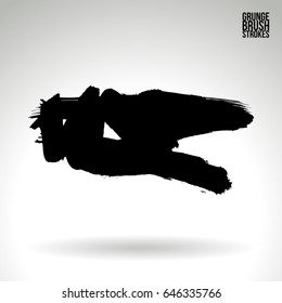 Black brush stroke. Grunge vector abstract hand - painted element. Underline and border design.