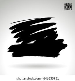 Black brush stroke. Grunge vector abstract hand - painted element. Underline and border design.