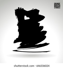 Black brush stroke. Grunge vector abstract hand - painted element. Underline and border design.