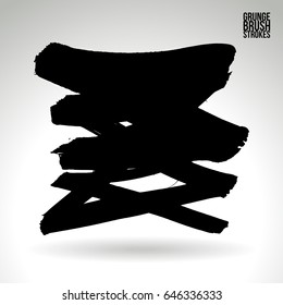Black brush stroke. Grunge vector abstract hand - painted element. Underline and border design.