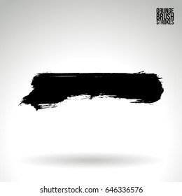 Black brush stroke. Grunge vector abstract hand - painted element. Underline and border design.