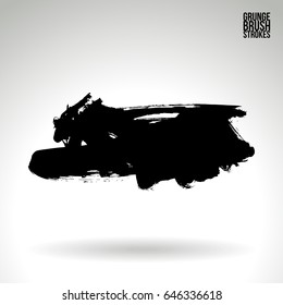Black brush stroke. Grunge vector abstract hand - painted element. Underline and border design.