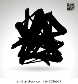 Black brush stroke. Grunge vector abstract hand - painted element. Underline and border design.