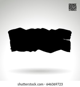 Black brush stroke. Grunge vector abstract hand - painted element. Underline and border design.