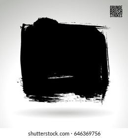 Black brush stroke. Grunge vector abstract hand - painted element. Underline and border design.