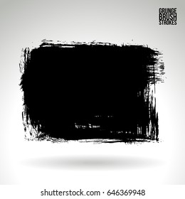 Black brush stroke. Grunge vector abstract hand - painted element. Underline and border design.