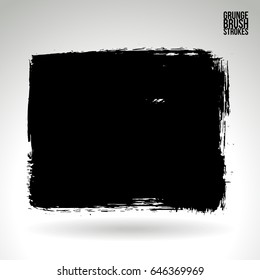 Black brush stroke. Grunge vector abstract hand - painted element. Underline and border design.