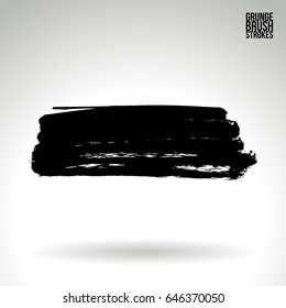 Black brush stroke. Grunge vector abstract hand - painted element. Underline and border design.