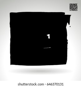Black brush stroke. Grunge vector abstract hand - painted element. Underline and border design.