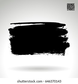Black brush stroke. Grunge vector abstract hand - painted element. Underline and border design.