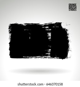 Black brush stroke. Grunge vector abstract hand - painted element. Underline and border design.