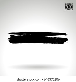 Black brush stroke. Grunge vector abstract hand - painted element. Underline and border design.