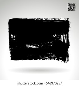Black brush stroke. Grunge vector abstract hand - painted element. Underline and border design.