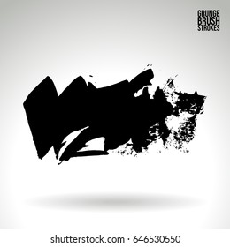 Black brush stroke. Grunge vector abstract hand - painted element. Underline and border design.