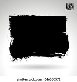 Black brush stroke. Grunge vector abstract hand - painted element. Underline and border design.