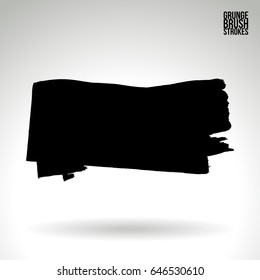Black brush stroke. Grunge vector abstract hand - painted element. Underline and border design.