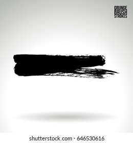 Black brush stroke. Grunge vector abstract hand - painted element. Underline and border design.