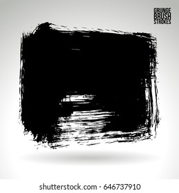 Black brush stroke. Grunge vector abstract hand - painted element. Underline and border design.
