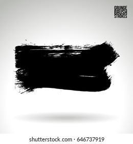 Black brush stroke. Grunge vector abstract hand - painted element. Underline and border design.