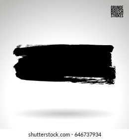 Black brush stroke. Grunge vector abstract hand - painted element. Underline and border design.