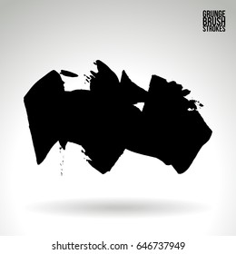 Black brush stroke. Grunge vector abstract hand - painted element. Underline and border design.