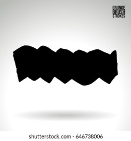 Black brush stroke. Grunge vector abstract hand - painted element. Underline and border design.