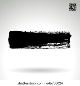 Black brush stroke. Grunge vector abstract hand - painted element. Underline and border design.