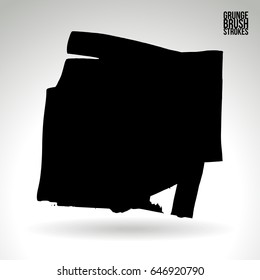 Black brush stroke. Grunge vector abstract hand - painted element. Underline and border design.