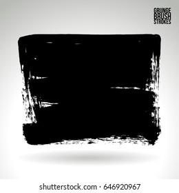 Black brush stroke. Grunge vector abstract hand - painted element. Underline and border design.