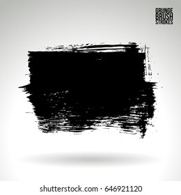 Black brush stroke. Grunge vector abstract hand - painted element. Underline and border design.