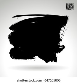 Black brush stroke. Grunge vector abstract hand - painted element. Underline and border design.