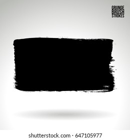 Black brush stroke. Grunge vector abstract hand - painted element. Underline and border design.