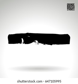 Black brush stroke. Grunge vector abstract hand - painted element. Underline and border design.